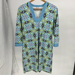 J.McLaughlin Womens Catalina Cloth Dress Size XL Gisel Tunic Aqua Geometric